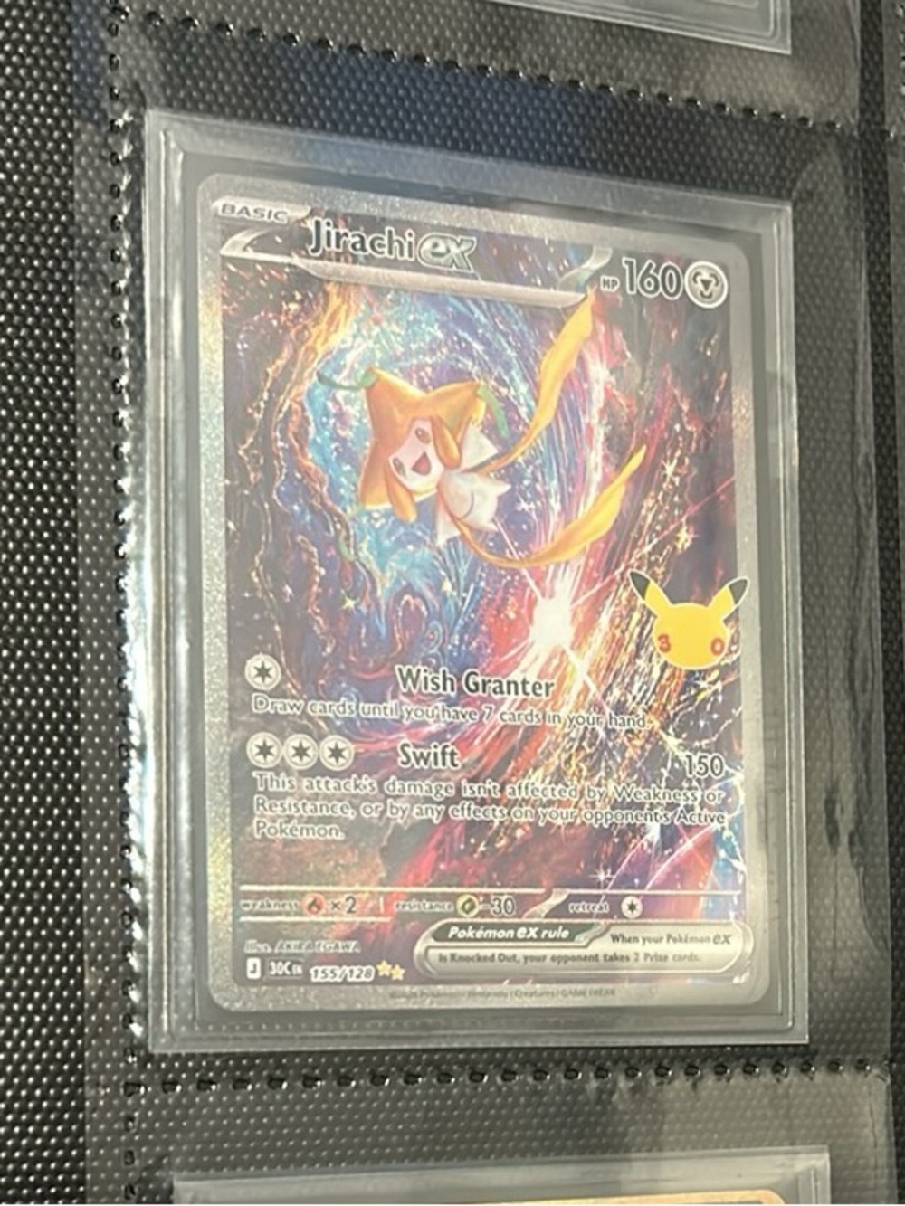 Pokemon Jirachi ex Holographic Card - Yellow, Blue, Purple